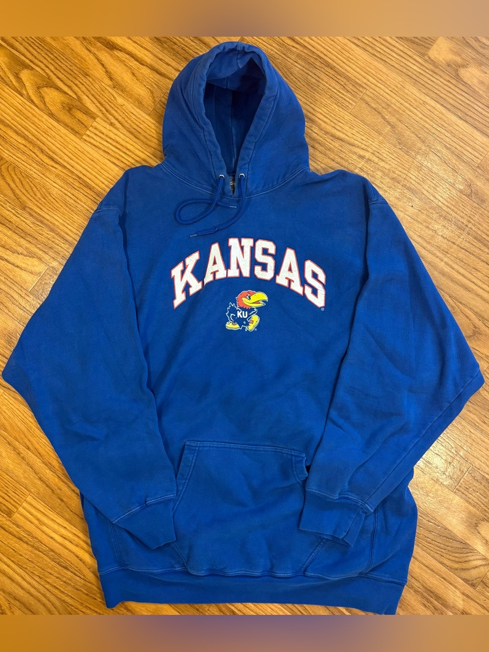 Vintage Kansas Jayhawks Hoodie XXL Blue KU Spellout Steve & Barry’s NCAA Hoodie